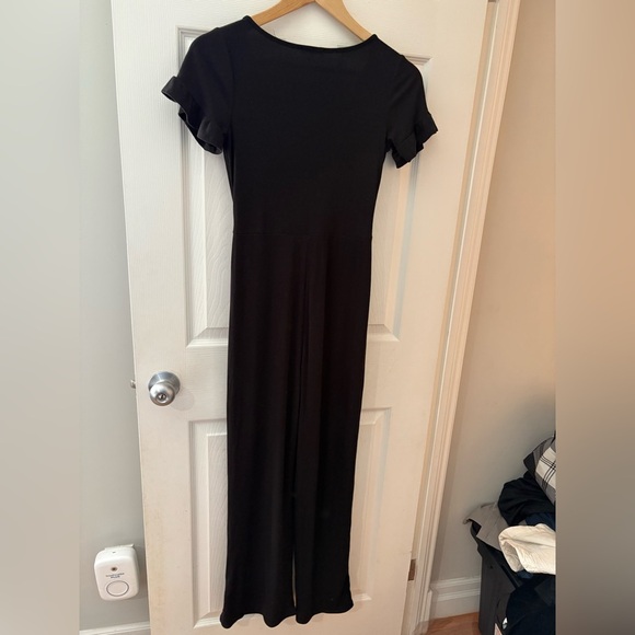 See you Monday Anthropologie jumpsuit wide leg ribbed black short sleeve size M - Picture 5 of 13